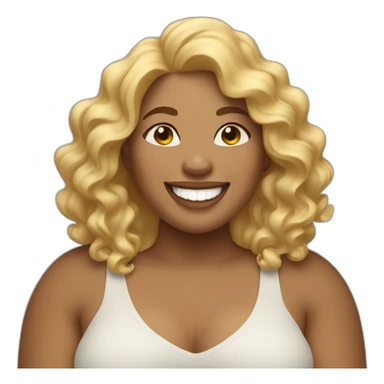 very happy plus-sized woman with blonde wavy hair sticker