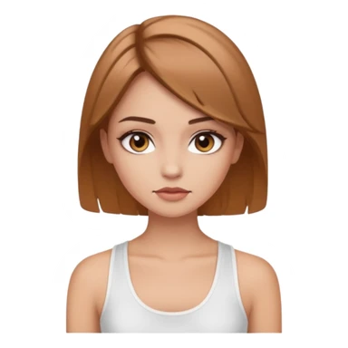 a girl with makeup on and really light brown colered hair and eyes with a tank top scin color white sticker