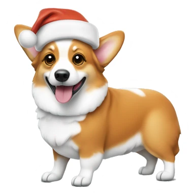 Orange and white corgi wearing a Santa hat sticker