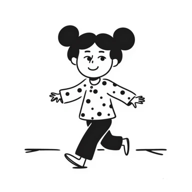 A little girl, playful and sketchy sticker