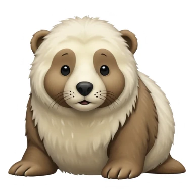 small white seal and big brown bear sticker