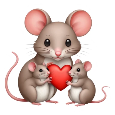 Two mice, a mother and a baby mouse in front of a heart. But only two mice please. sticker