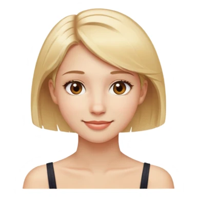 solo, 1girl, brown_eyes, blonde_hair, transparent_background, looking_at_viewer, smile, portrait, lips, bare_shoulders, closed_mouth, collarbone, short_hair sticker