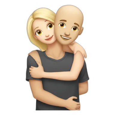 cute blonde girl with her bald boyfriend hugging each other sticker