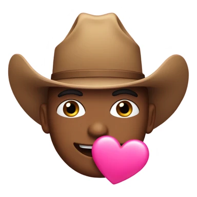 Pink emoji with heart eyes and a cowboy hat sticker