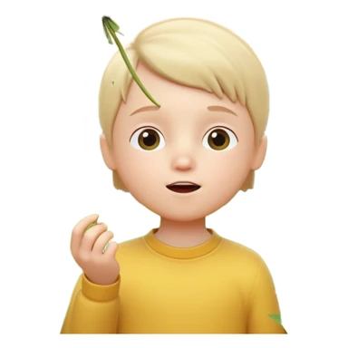 A 3D cartoon child blowing on a dandelion, seeds flying in the air, sunny garden background, realistic Memoji-style. sticker