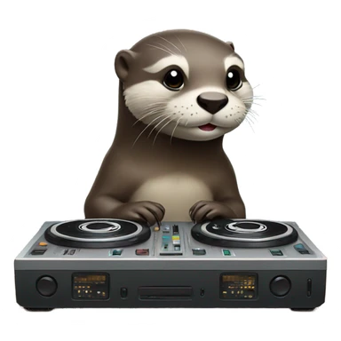 Otter mixing on DJ deck sticker