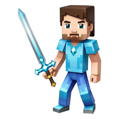 Minecraft character holding a sword sticker