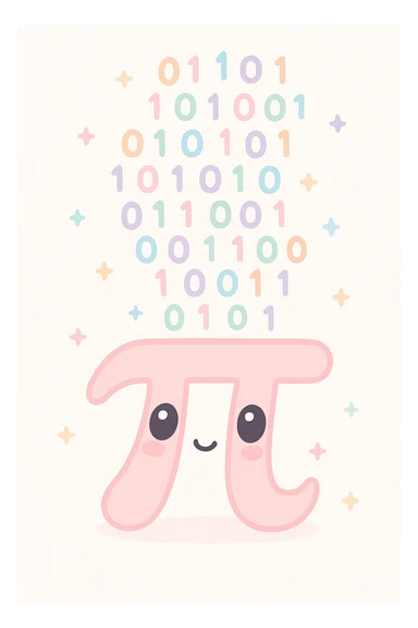  combine the π (pi) math symbol, binary code emerging from it. sticker