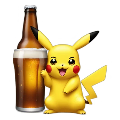 pikachu drink a beer sticker