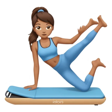 A tanned girl with brunette hair in her 20’s doing Pilates sticker