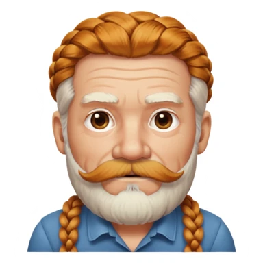 very old, white bearded and white mustached, ginger thick haired, braided, earringed sticker