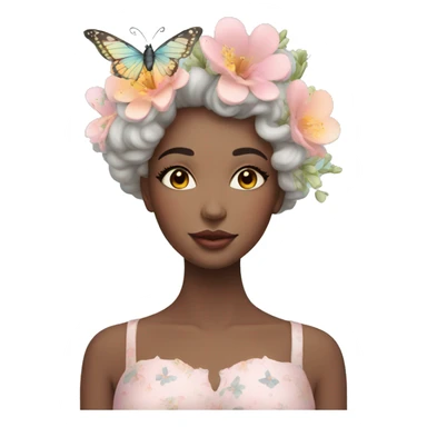 Gorgeous pastel lady with flowers and butterflies sticker