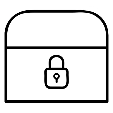 absolute bare minimum chest outline in red, extremely sparse and minimal, with just one tiny added detail - a small red keyhole or lock sticker