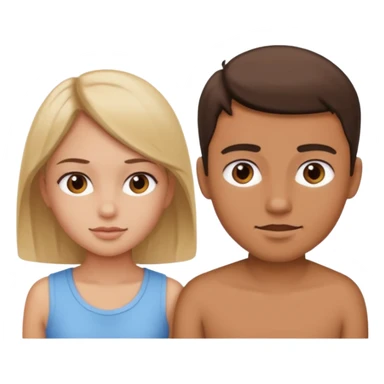 A girl looking at a boy sticker