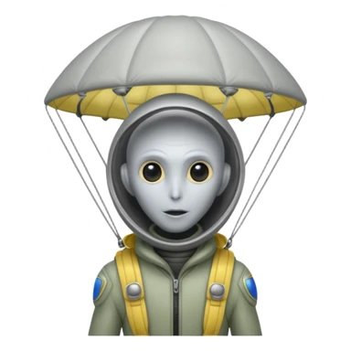 Skydiving grey alien with parachute and UFO sticker
