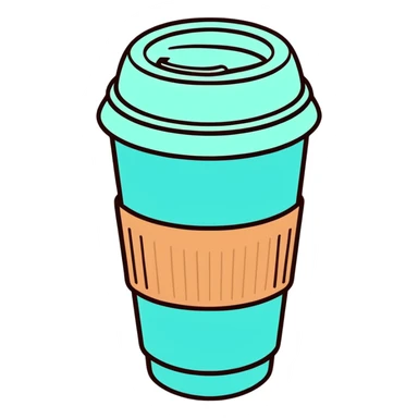 Aqua coffee cup sticker