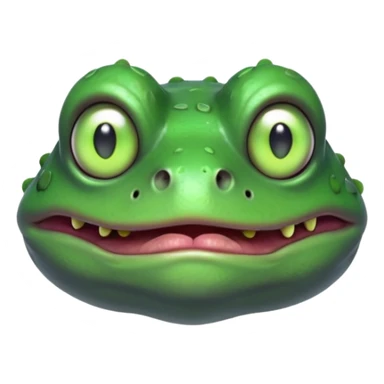 zombie frog portrait, head and shoulders only, slimy undead skin, glowing green eyes, funny creepy look, 3D cartoon, mobile game icon style, clean background, no text, no watermark
 sticker