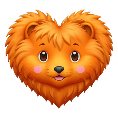 Furry orange heart sticker
