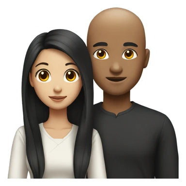 Bald black boy and Asian girl with long black hair  sticker