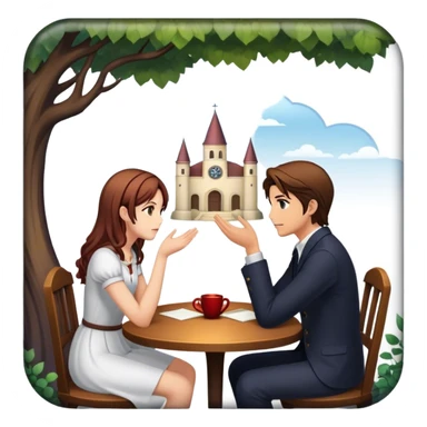An icon representing a visual novel game, with a detailed background featuring a romantic or mysterious setting. Characters are in conversation, with dialogue boxes visible. The design captures the immersive storytelling and emotional depth of visual novels, set against a transparent background. sticker