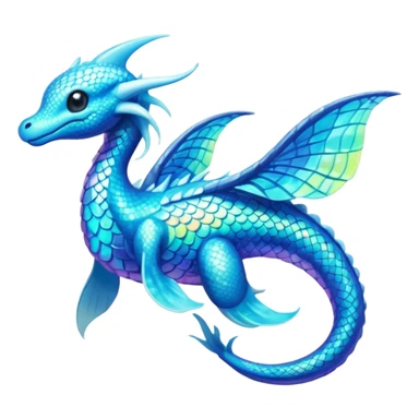 Shiny Sparkly Iridescent Bioluminescent Glowing Lumineon-Amaura-Dragonair-Fakémon-hybrid-creature (full body)  sticker