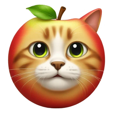 apple with cat's face sticker