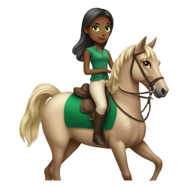 Girl high end clothes green eyes riding a horse sticker