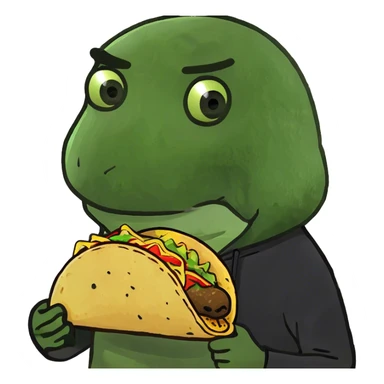 Guy holding a taco with black hoodie mysterious sticker