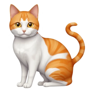 full body orange and white domestic shorthair slim cat with yellow/orange eyes and a white triangle pattern on his face playing sticker