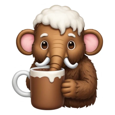 A mammoth who drinks a hot chocolate sticker