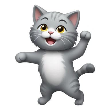cute fluffy gray cat dancing sticker