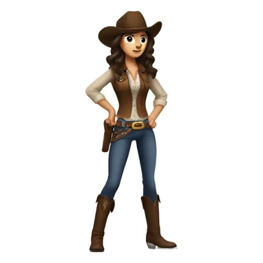 Brunette with freckles punches tall cowboy sticker