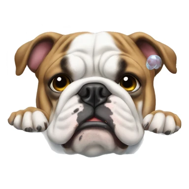 Bulldog in the tub with bubbles sticker