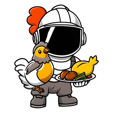PUBG player with Level 3 helmet celebrating with roasted chicken dinner trophy sticker