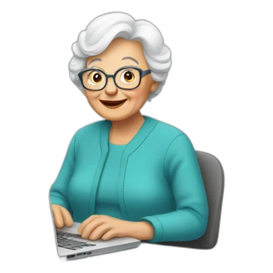 Grandma with computer sticker