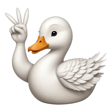 a goose with a hand sign of a peace sign sticker