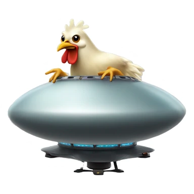 chicken driving flying saucer sticker