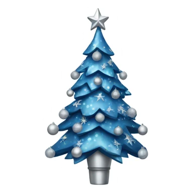 Christmas tree with blue and silver decor sticker
