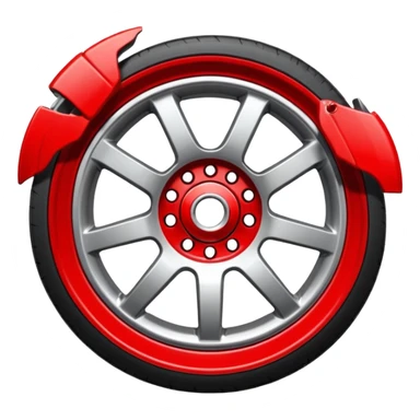 Car wheel emoji with red brake caliper sticker