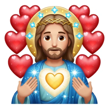 Jesus with sparkles and hearts sticker