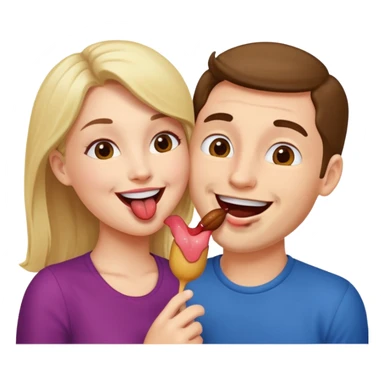 A woman licking a man happily sticker