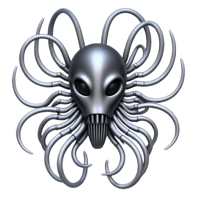 network of dark black wires and tubes forming a surreal creature, Giger-inspired sticker
