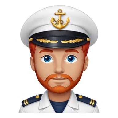 a male boat captain with red hair and blue eyes sticker