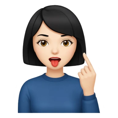 Chicas con pelo negro y corte bob haciendo que se muerde un dedo de manera picara sticker