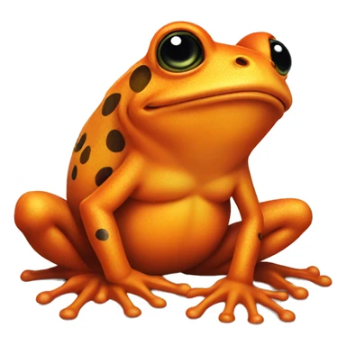 an orange frog with a tattoo on its chest in the shape of a flame sticker