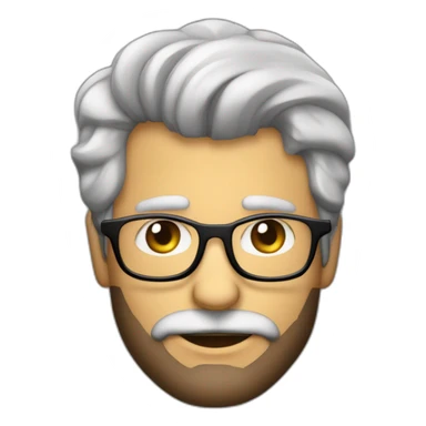 Hombre de cincuenta años pelo corto muy canoso con gafas sin marco y con barba corta sticker
