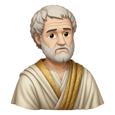 Cinematic Realistic portrait of Aristotle the philosopher, depicted as a wise, contemplative figure in detailed ancient Greek attire, with a textured draped robe and thoughtful expression, bathed in soft classical lighting that highlights his timeless intellect. sticker