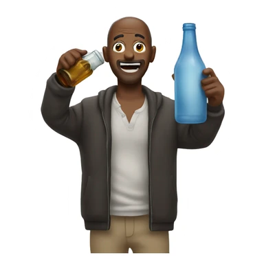 Crazy man with bottle sticker