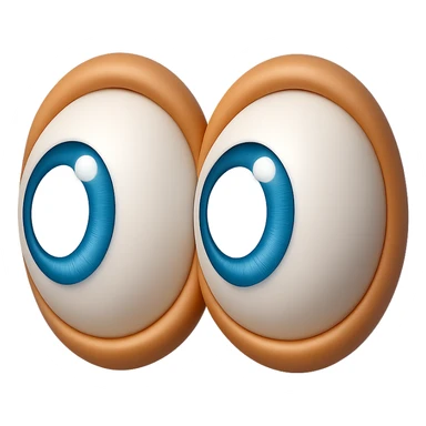 Create an eyes emoji that looks like the eyes in the reference images. Large, expressive, blue irises, 3D emoji style, no face, just the eyes, looking left. sticker